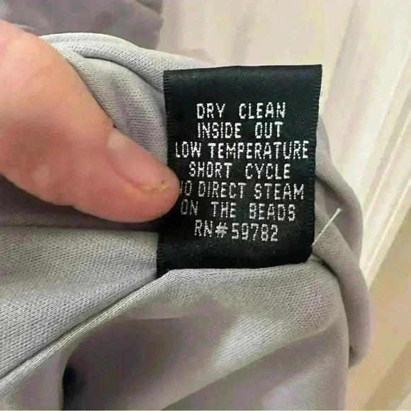 Adrianna Papell Gray Ruched 10 Formal One Sleeve Dress Sequin Mother of Bride - Picture 10 of 10